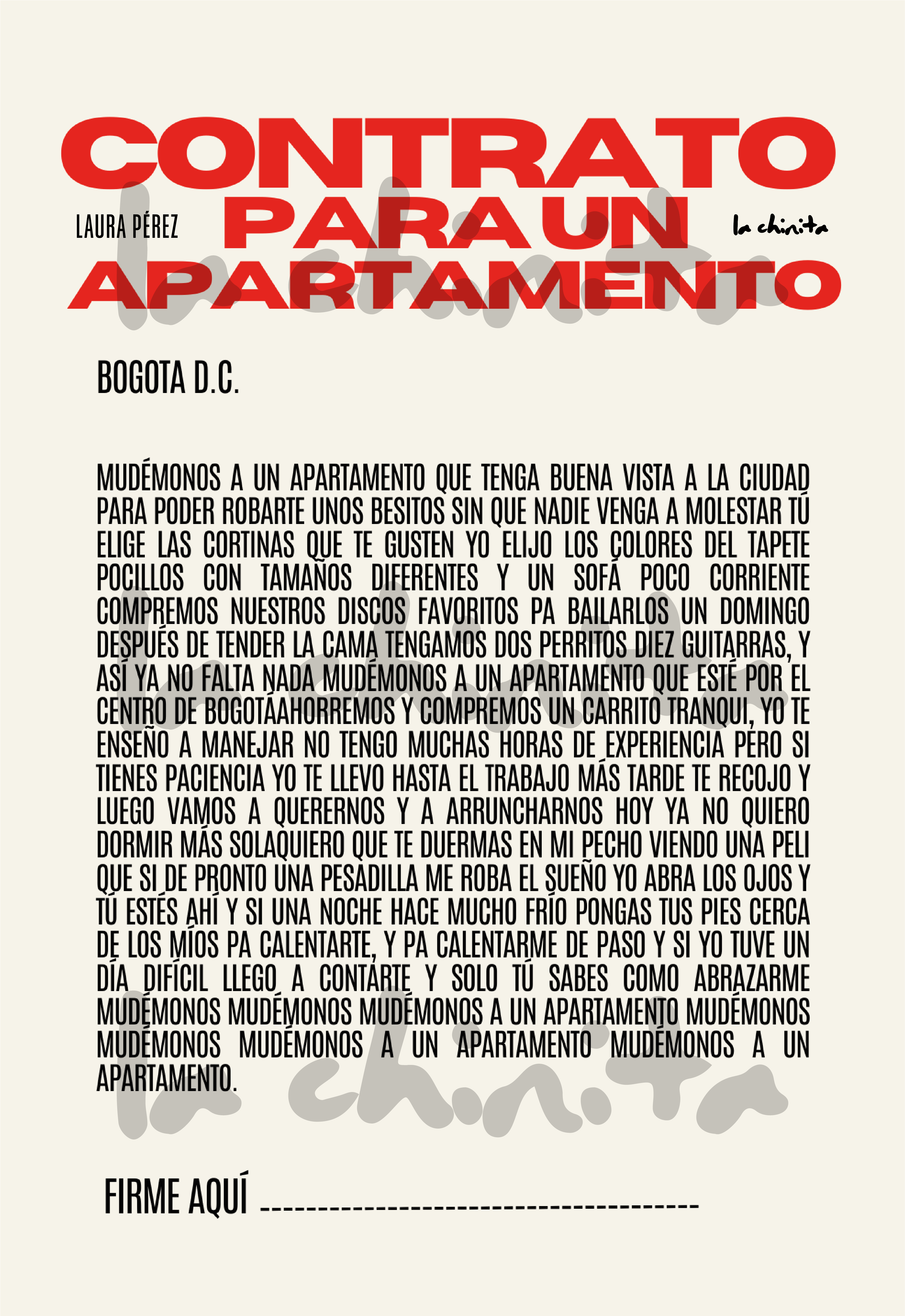 Poster Contrato para un apartamento